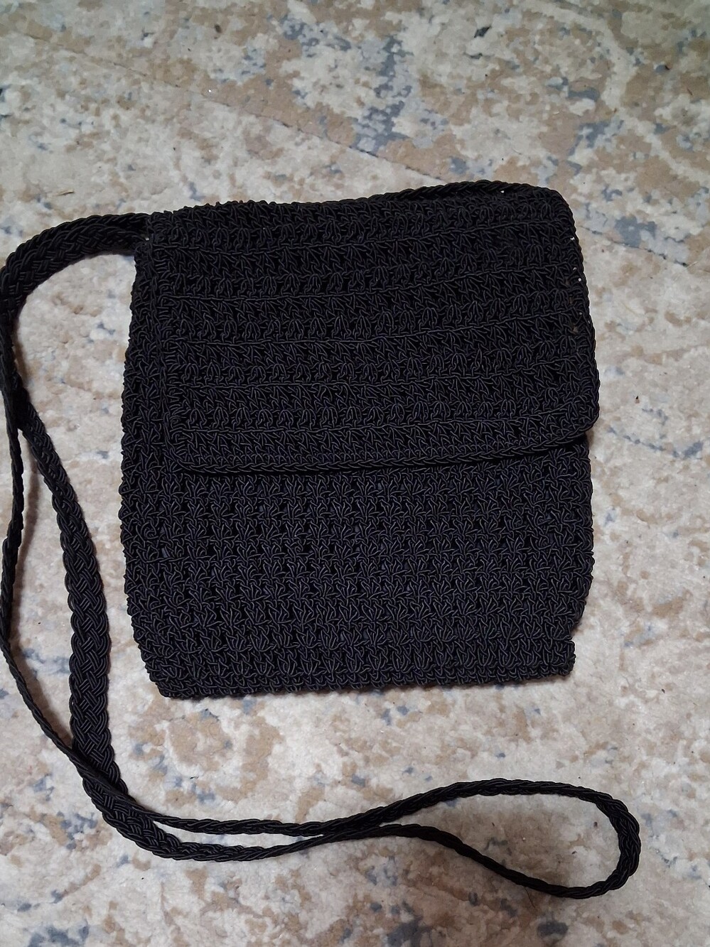 Black Crochet Macrame Crossbody Bag -Chateau Women